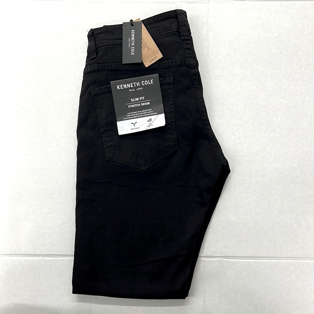 Mens KENNETH COLE Slim Stretch Fit Kaven Black Jeans 30x30
